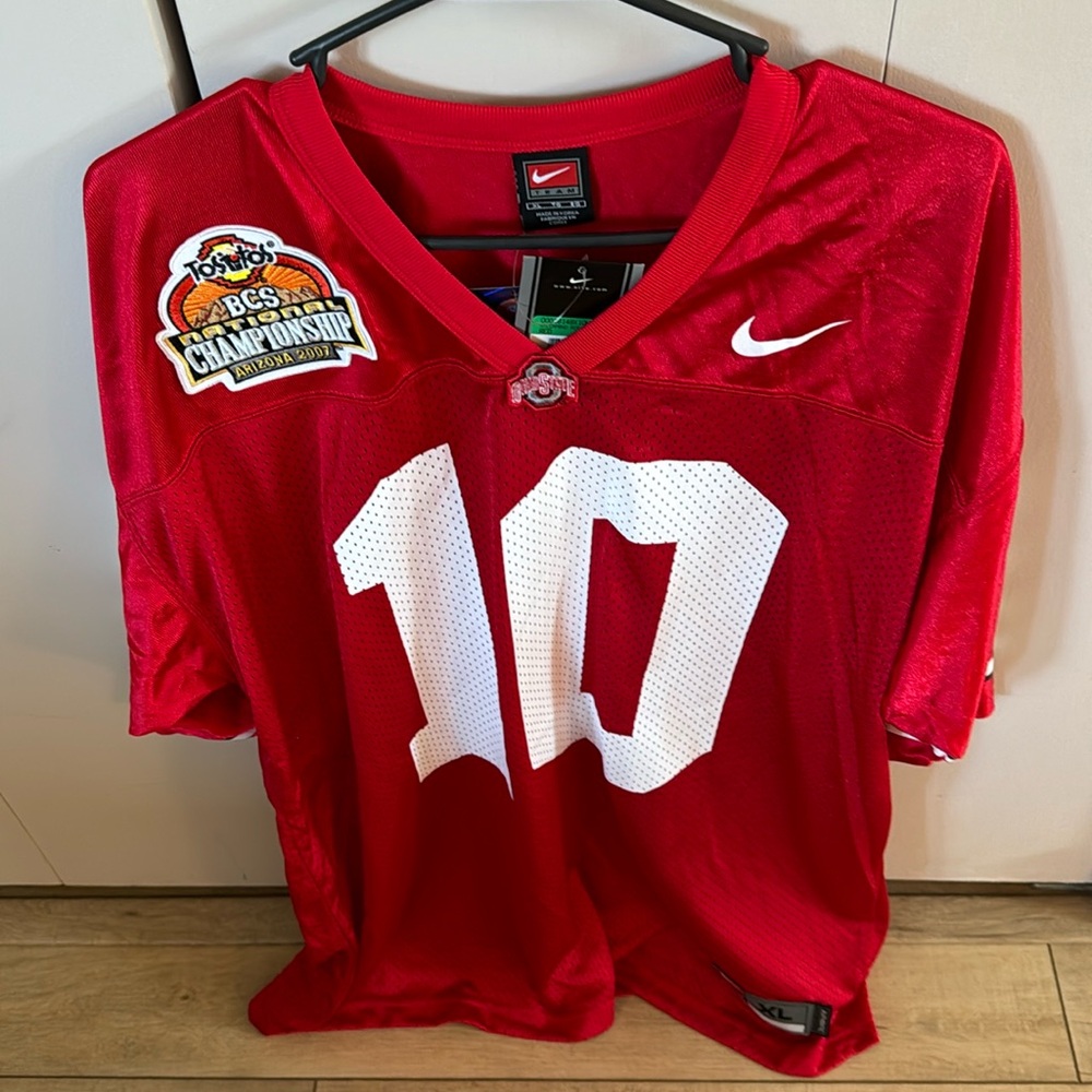 Ohio State Red Nike Jersey Fiesta Bowl Troy Smith #10 Size XL NWT